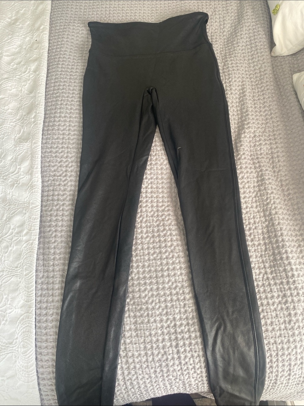 SPANX Black Faux Leather High-Waist Leggings